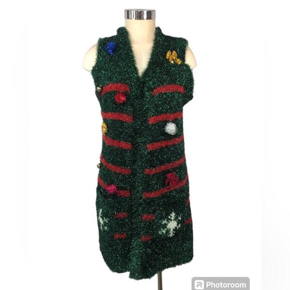 Blizzard Bay Jackets & Blazers - Blizzard Day Christmas Holiday Long Vest Sparkly Metallic Turf Like Texture 🎄